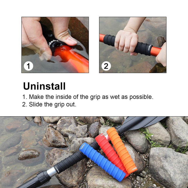 Ayaport Kayak Paddle Grips Non-Slip Silicone Wraps Blister Prevention Kayaking Accessories for Take-Apart Paddles (Yellow) - Image 4